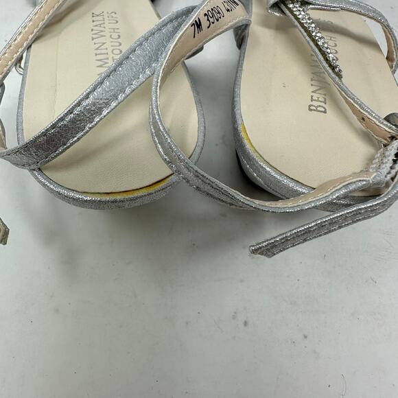 Benjamin Walk Touch Ups Wedge Heeled Sandals Womens Sz 7 Silver Rhinestones - Picture 7 of 8
